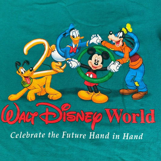 Vintage Y2K Walt Disney World 2000 T-Shirt Kidcore XXL Mickey & Friends Colorful