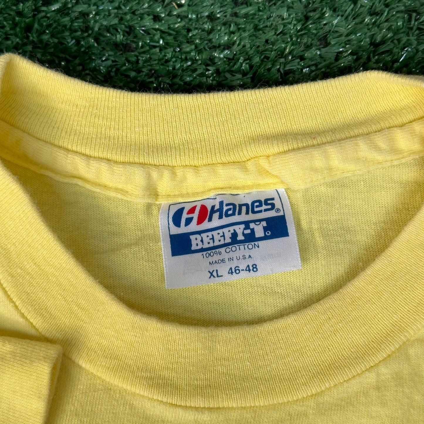 Vintage 90s Honolulu Punahou School Reunion T-Shirt Yellow L Tropical Hawaii