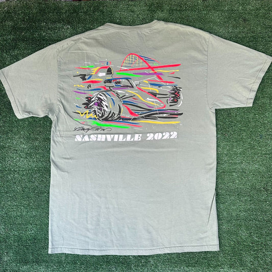 Nashville Music City Grand Prix 2022 Indy Car T-Shirt Abstract Racing Colorful L