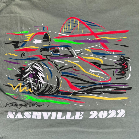 Nashville Music City Grand Prix 2022 Indy Car T-Shirt Abstract Racing Colorful L