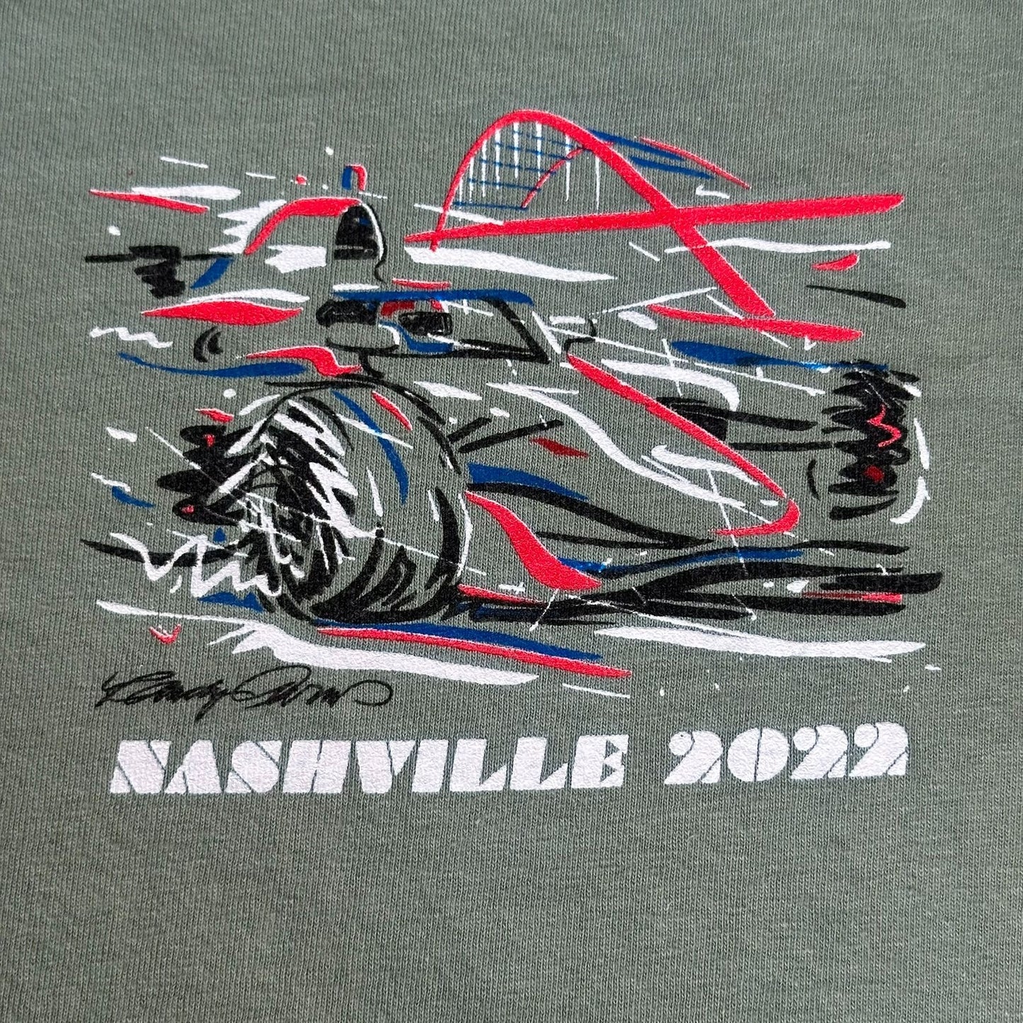 Nashville Music City Grand Prix 2022 Indy Car T-Shirt Abstract Racing Colorful L