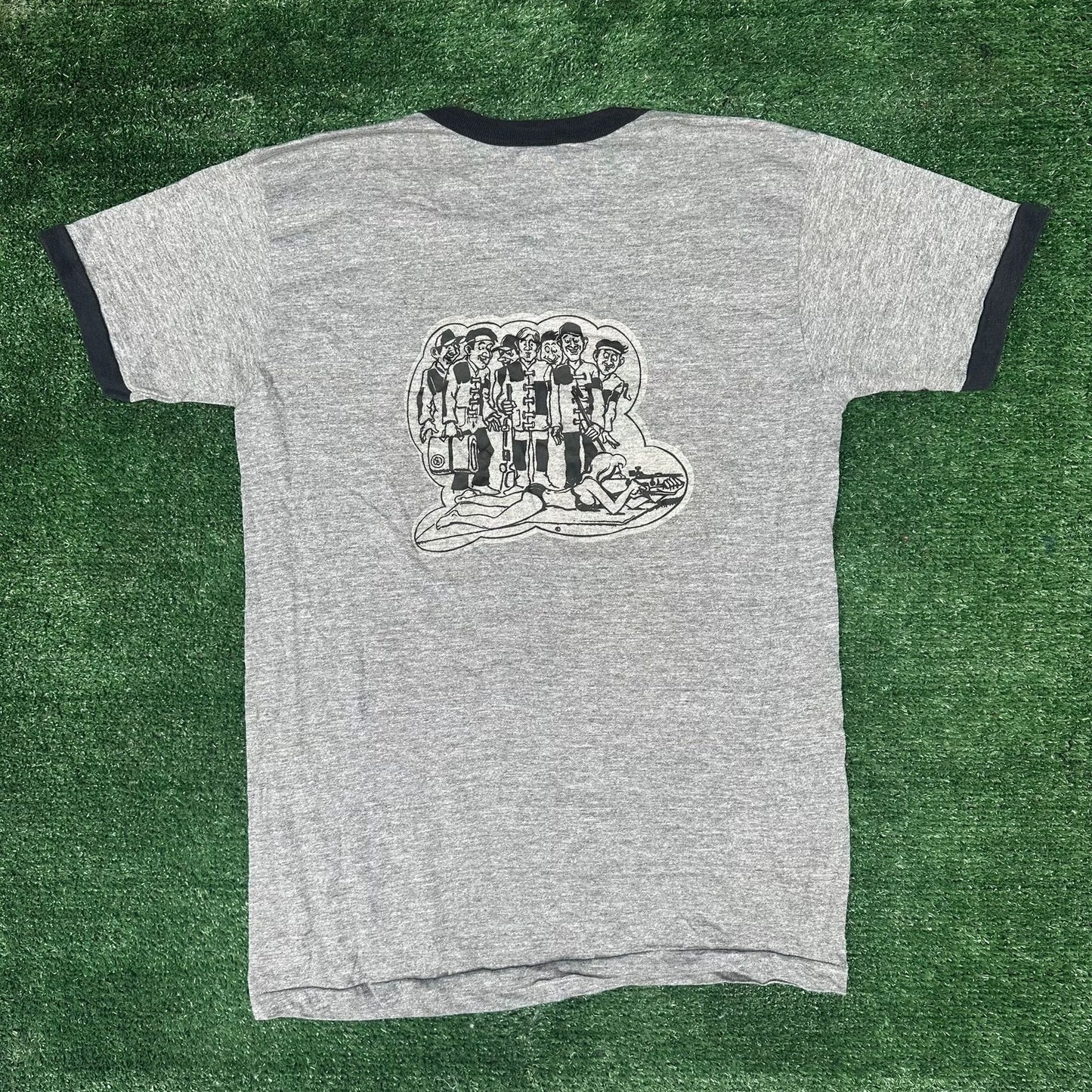 Vintage 70s Camp Perry Shooting Championship Ringer T-Shirt Paper Thin Soft S/M