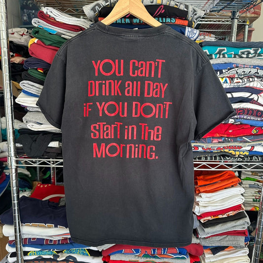 Vintage Y2K Day Drinking Humor T-Shirt Faded Black Grunge Skate L Phoenix AZ
