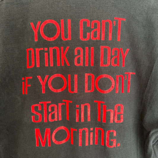 Vintage Y2K Day Drinking Humor T-Shirt Faded Black Grunge Skate L Phoenix AZ