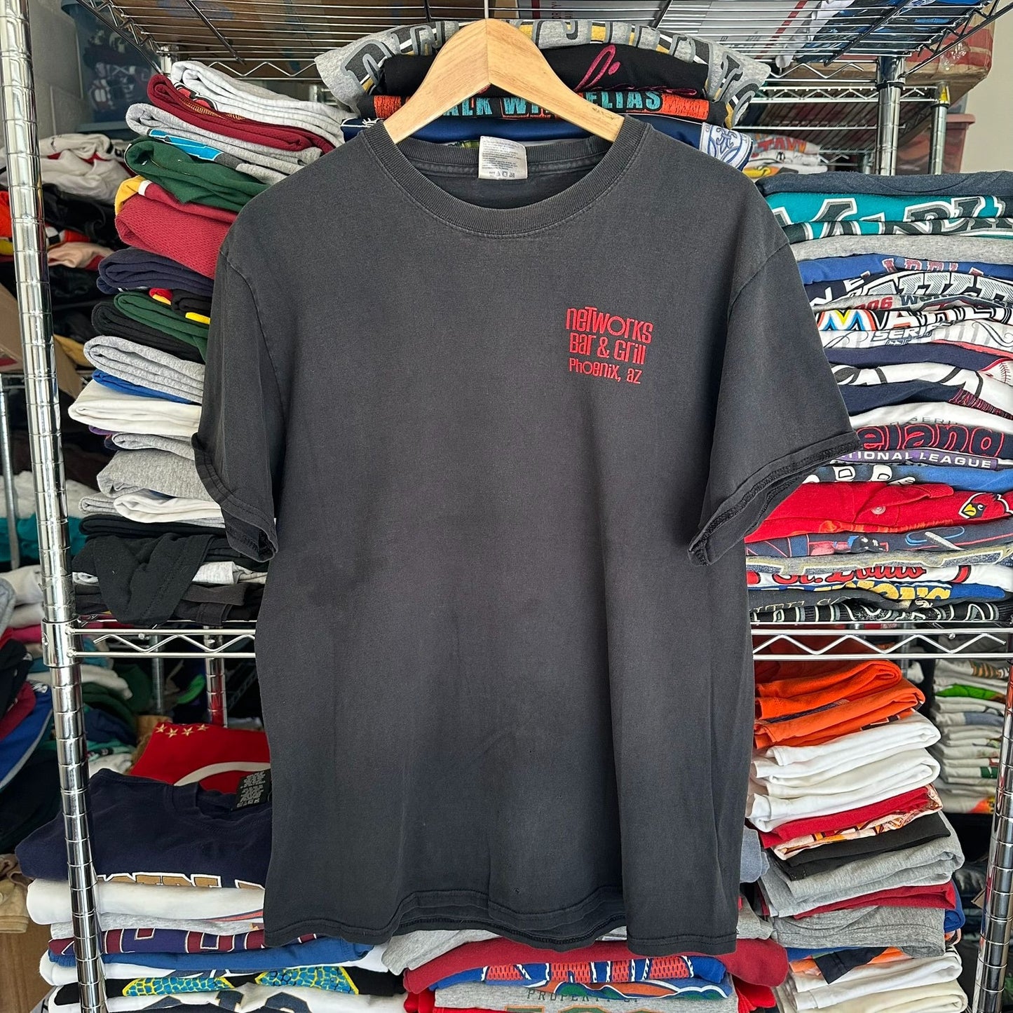Vintage Y2K Day Drinking Humor T-Shirt Faded Black Grunge Skate L Phoenix AZ