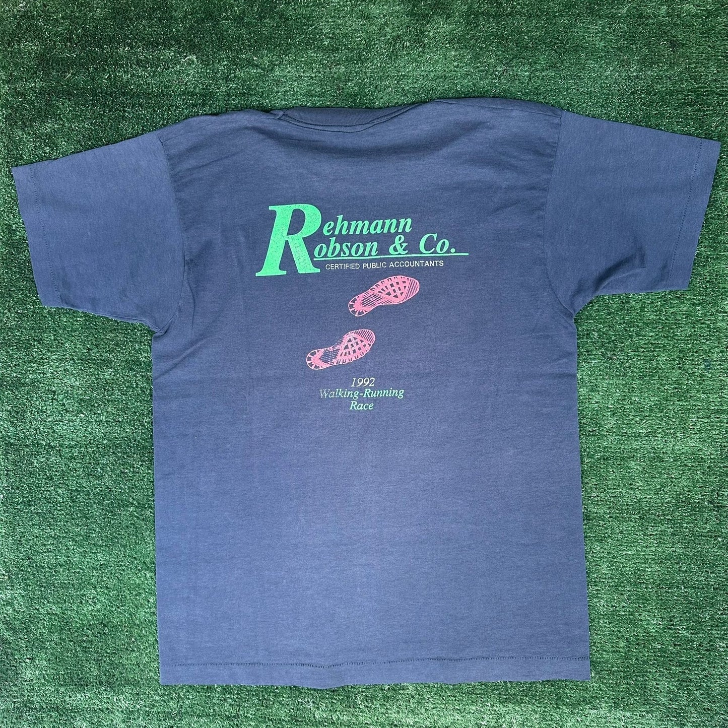 Vintage 90s Running Race Michigan T-Shirt Sun Faded Single Stitch Screen Stars L