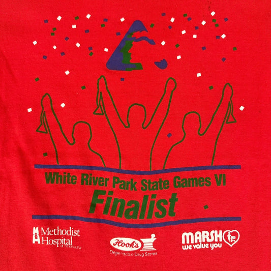 Vintage 80s Indiana Athletic Finalist T-Shirt Single Stitch Red Sporty Colorful