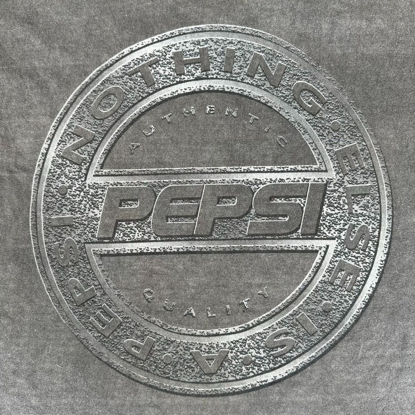 Vintage 90s Pepsi Embossed Logo T-Shirt Faded Gray L/XL Single Stitch Grunge