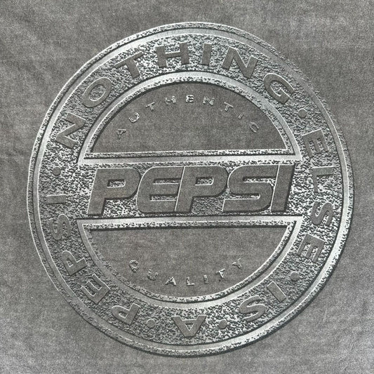 Vintage 90s Pepsi Embossed Logo T-Shirt Faded Gray L/XL Single Stitch Grunge