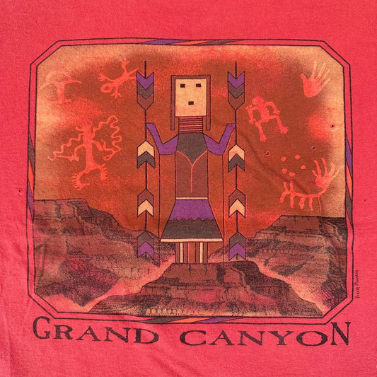 Vintage 90s Grand Canyon Tribal T-Shirt Single Stitch Red XL Western Gorpcore