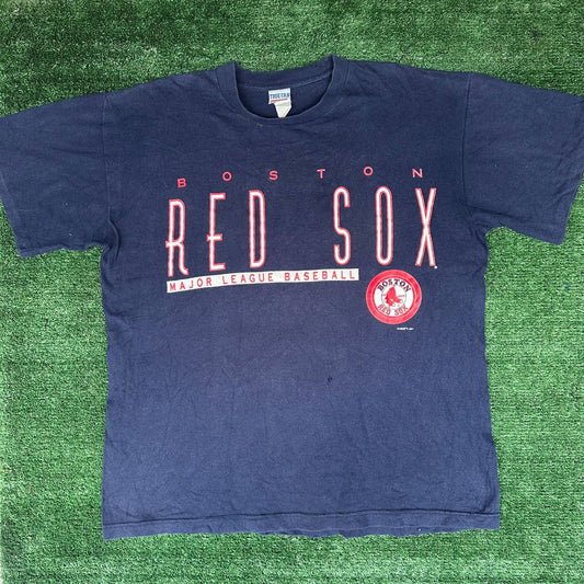 Vintage 90s Boston Red Sox T-Shirt Navy L 1997 MLB Baseball Single Stitch