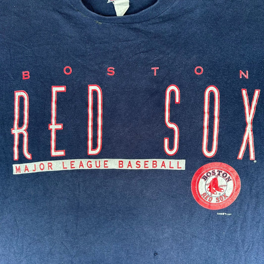 Vintage 90s Boston Red Sox T-Shirt Navy L 1997 MLB Baseball Single Stitch