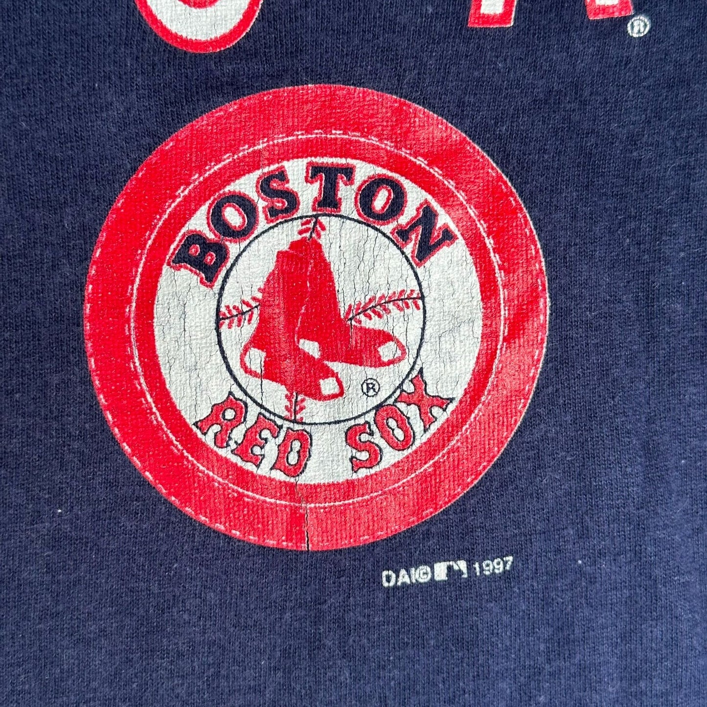 Vintage 90s Boston Red Sox T-Shirt Navy L 1997 MLB Baseball Single Stitch