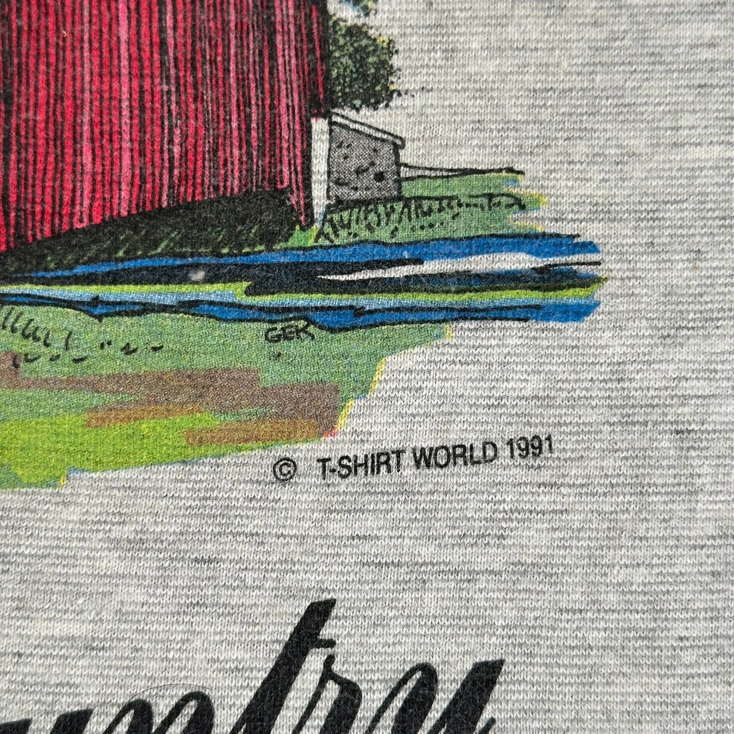 Vintage 90s Pennsylvania Dutch Amish T-Shirt Single Stitch Gray XL Americana