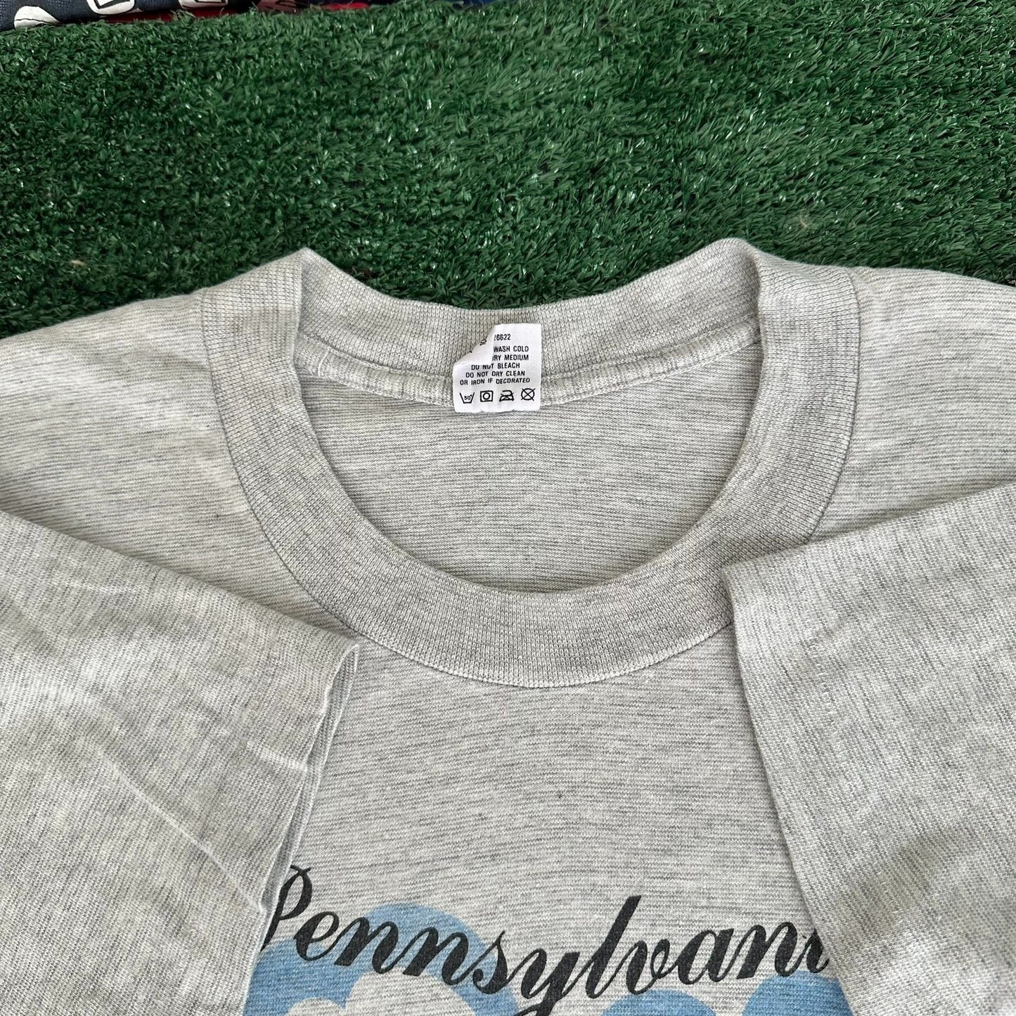 Vintage 90s Pennsylvania Dutch Amish T-Shirt Single Stitch Gray XL Americana