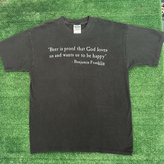 Vintage 90s Ironic Quote Grunge T-Shirt Satire Skate Humor Benjamin Franklin