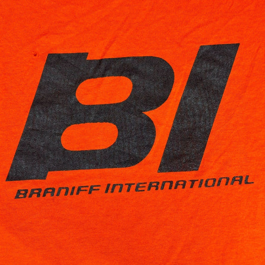 Vintage 80s Braniff International Airline T-Shirt Orange M Single Stitch Travel