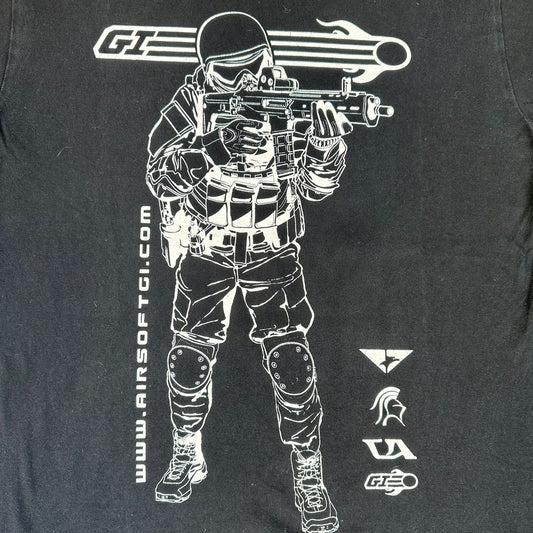 Vintage Y2K Airsoft GI Soldier T-Shirt Black M/L Tactical Military Streetwear