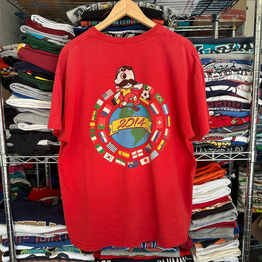 2014 FIFA World Cup Soccer T-Shirt Red XL National Flags Football Blokecore