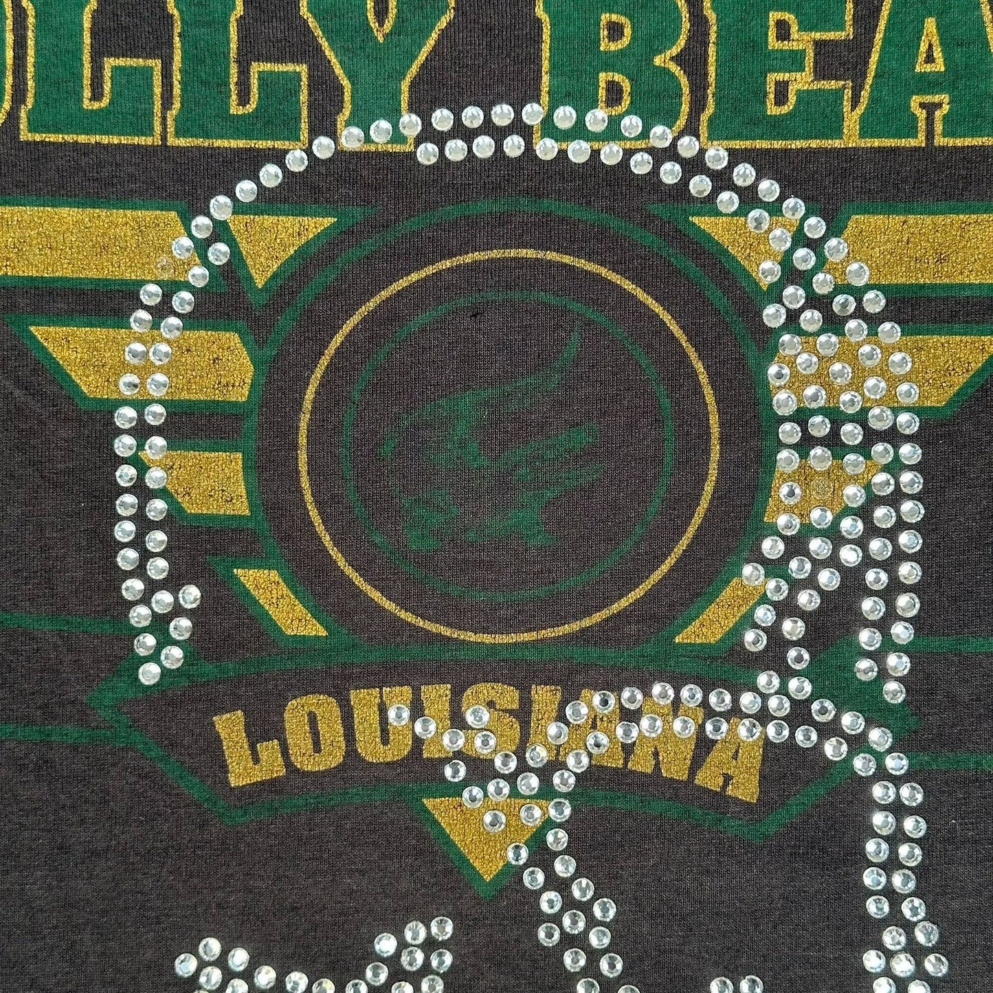 Vintage 90s Holly Beach Louisiana Skull T-Shirt Black XL Bedazzled Single Stitch