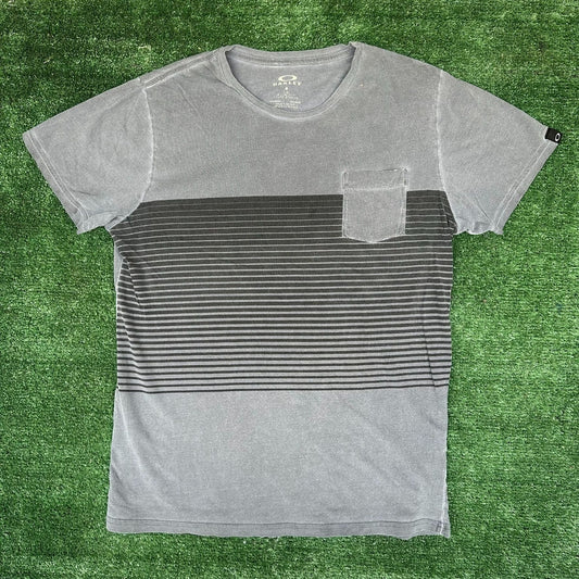 Oakley Icon Stripe Gradient Pocket T-Shirt Gorpcore Surf Skate Gray L Slim Fit