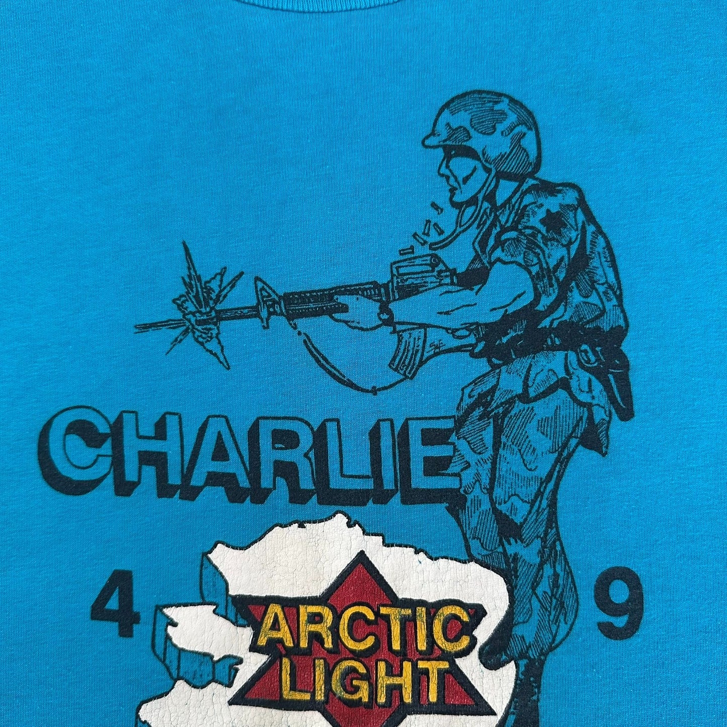 Vintage US Army 4/9 9th Infantry Manchus T-Shirt Single Stitch Alaska Military