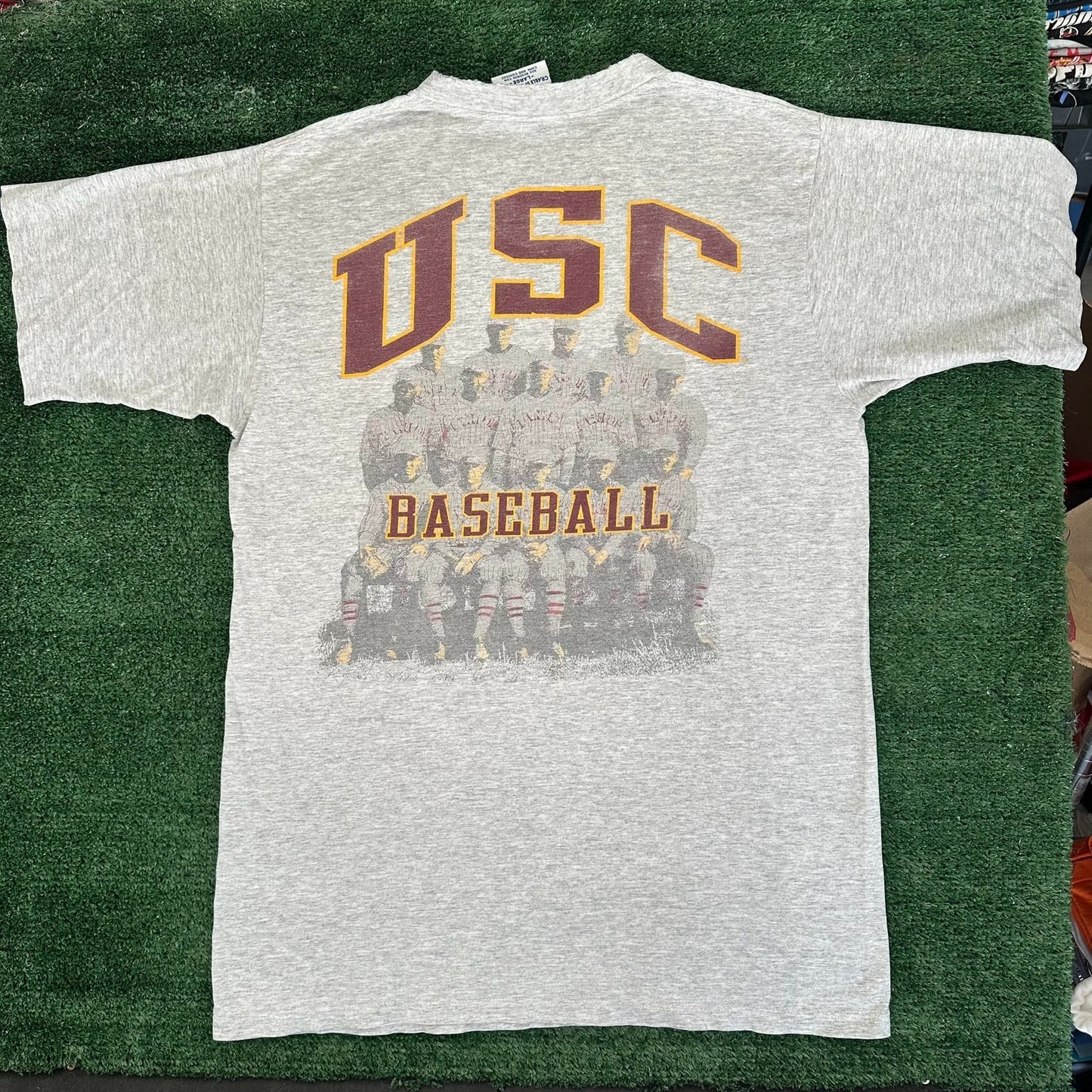 Vintage 90s USC Trojans Baseball T-Shirt Gray Single Stitch Southern California