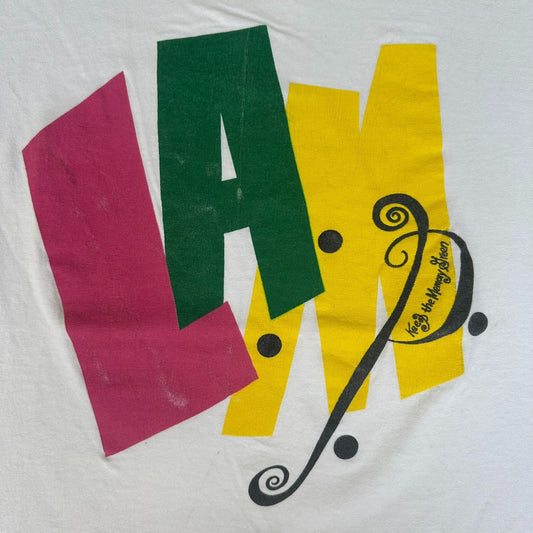 Vintage 90s Colorful White T-Shirt Single Stitch Soft Thin L Kidcore Surf Indie