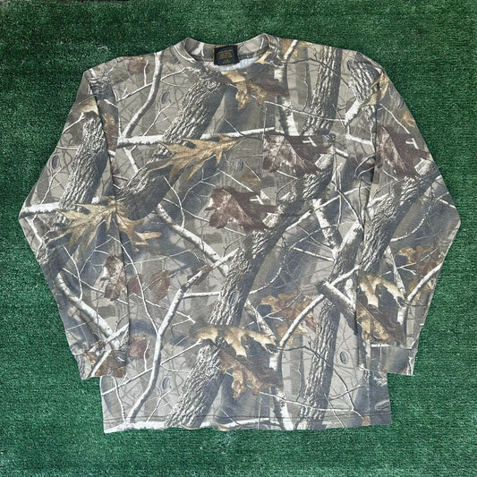 Vintage 90s Realtree Camo T-Shirt Long Sleeve Grunge Gorpcore Fieldline Outdoor