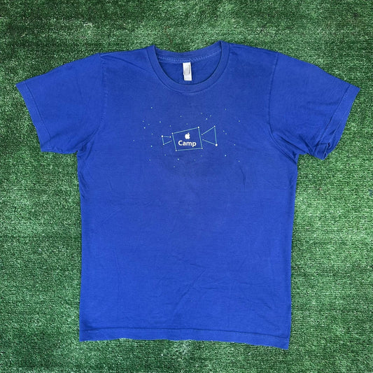 Vintage Y2K Apple Camp Constellation T-Shirt Camera Blue S Retro Rare Tech Promo