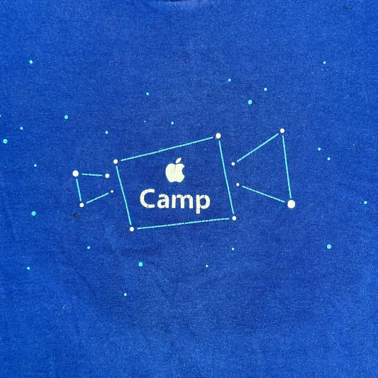 Vintage Y2K Apple Camp Constellation T-Shirt Camera Blue S Retro Rare Tech Promo
