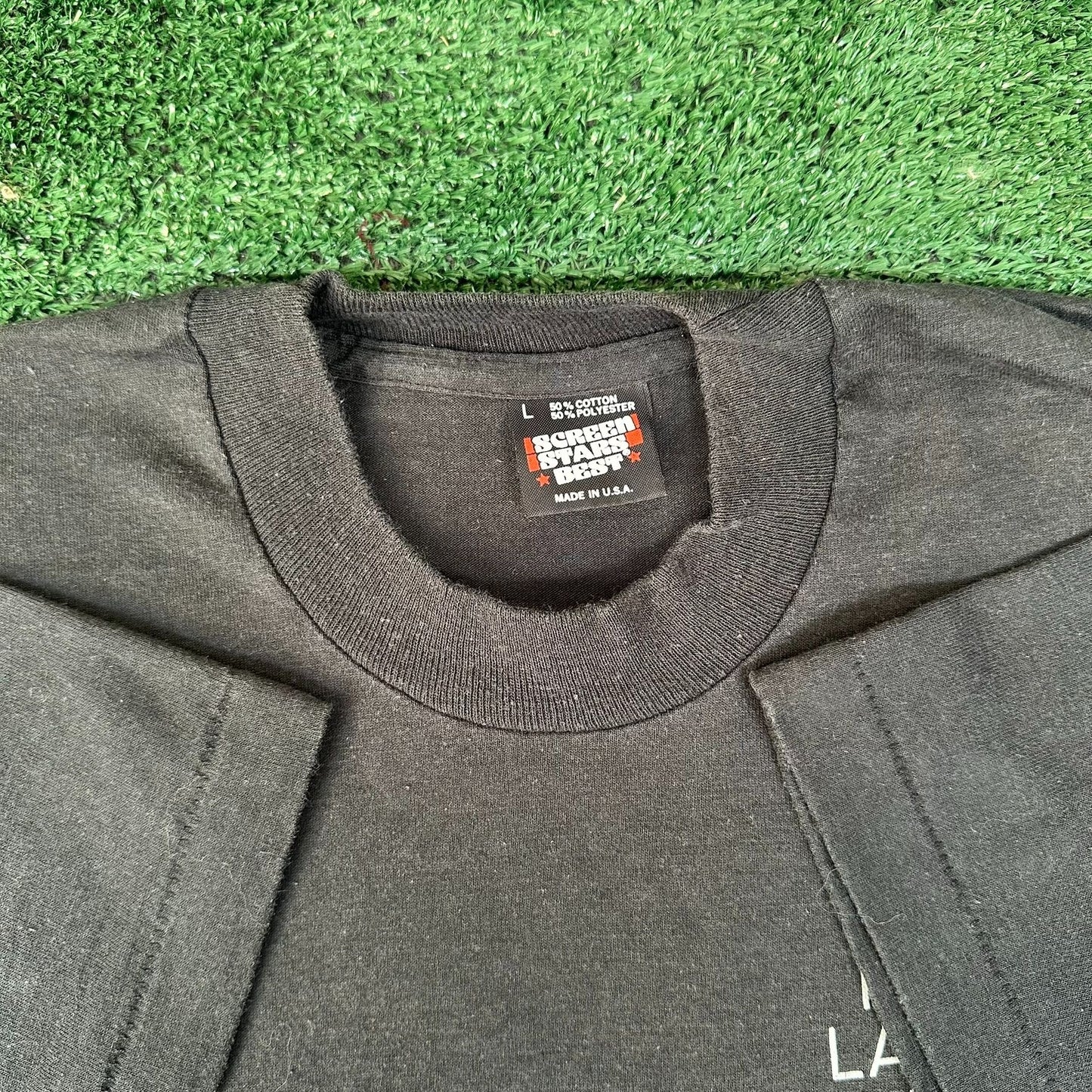 Vintage 80s Foreign Language Week T-Shirt Single Stitch Black M Academic Grunge