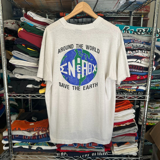 Vintage 90s Save the Earth T-Shirt Gorpcore Environmental Single Stitch XL White