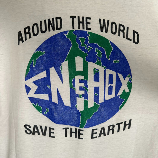 Vintage 90s Save the Earth T-Shirt Gorpcore Environmental Single Stitch XL White