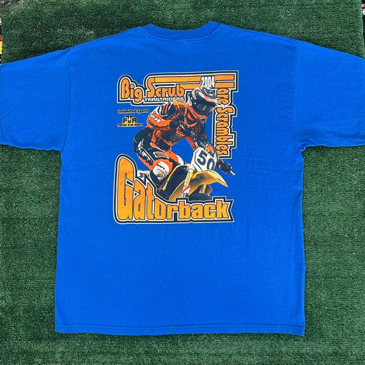 Vintage Y2K Motocross Dirt Bike T-Shirt 2004 Gorpcore Enduro MX Blue XL Offroad