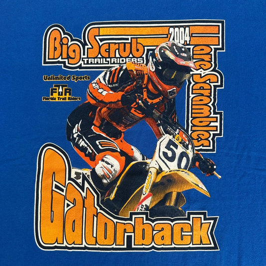 Vintage Y2K Motocross Dirt Bike T-Shirt 2004 Gorpcore Enduro MX Blue XL Offroad