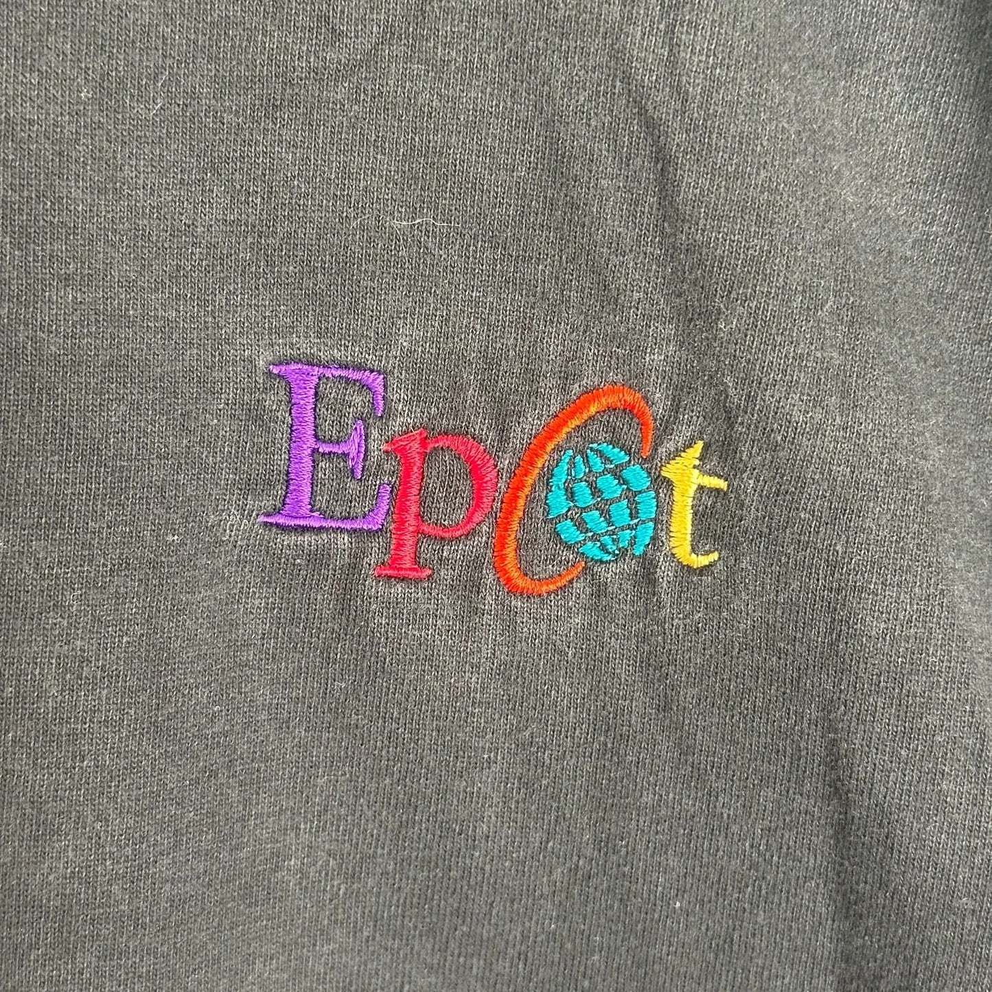 Vintage 90s Walt Disney World Epcot T-Shirt 1999 Hurricane Rideout Crew Black 2X