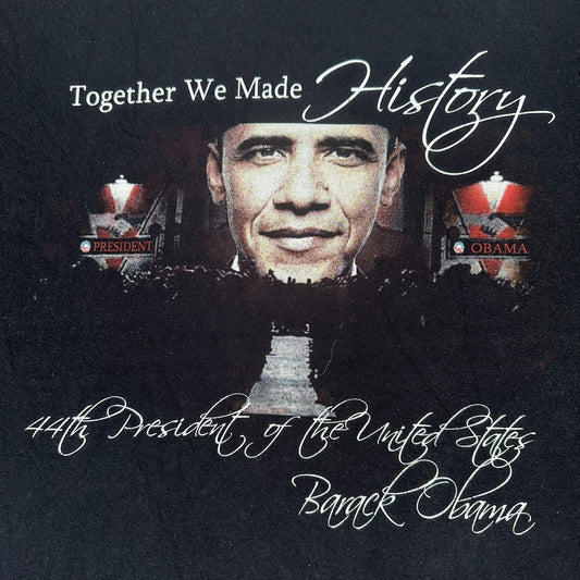Vintage Y2K Barack Obama Inauguration T-Shirt Political USA Black XL Streetwear
