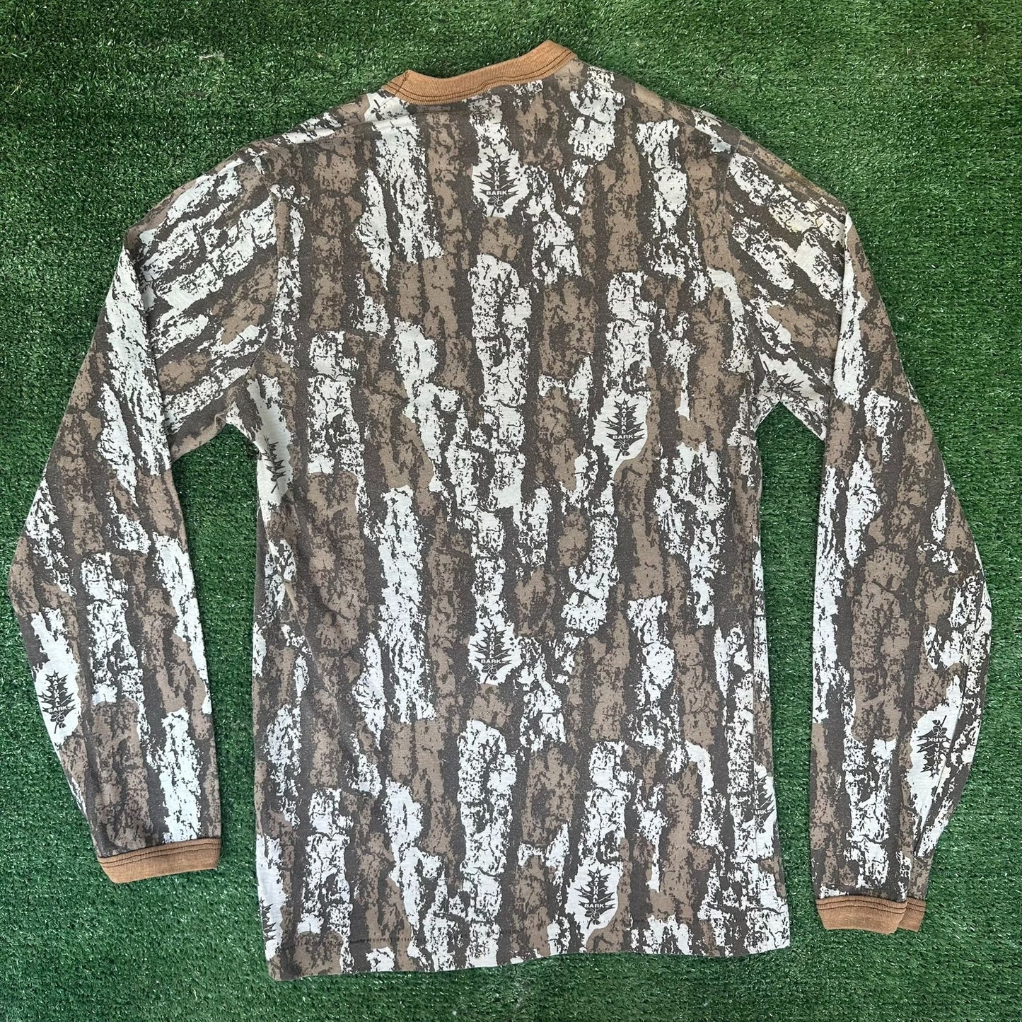 Vintage 80s Realtree Bark Camo T-Shirt Long Sleeve Single Stitch Outdoor Hunting