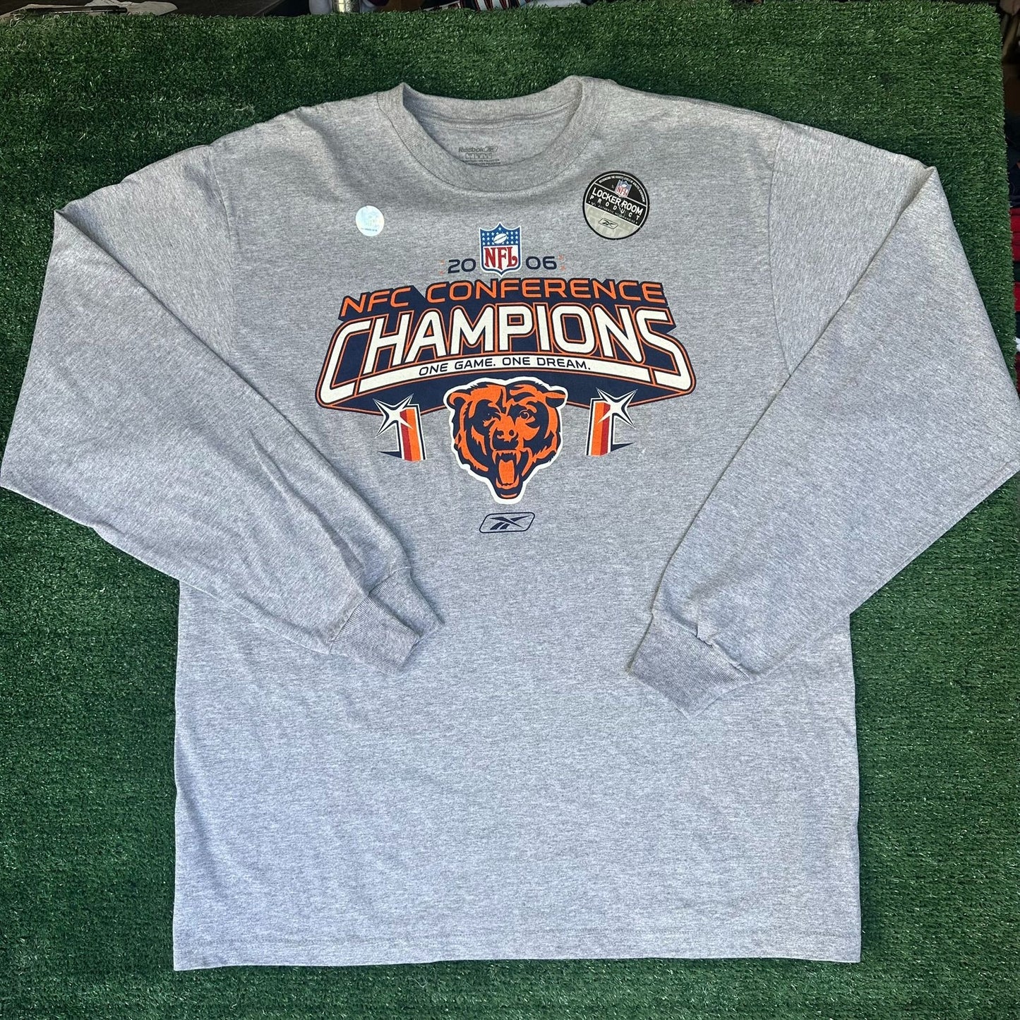 Vintage Y2K Reebok Chicago Bears Champions 2006 T-Shirt NFL Long Sleeve Gray L