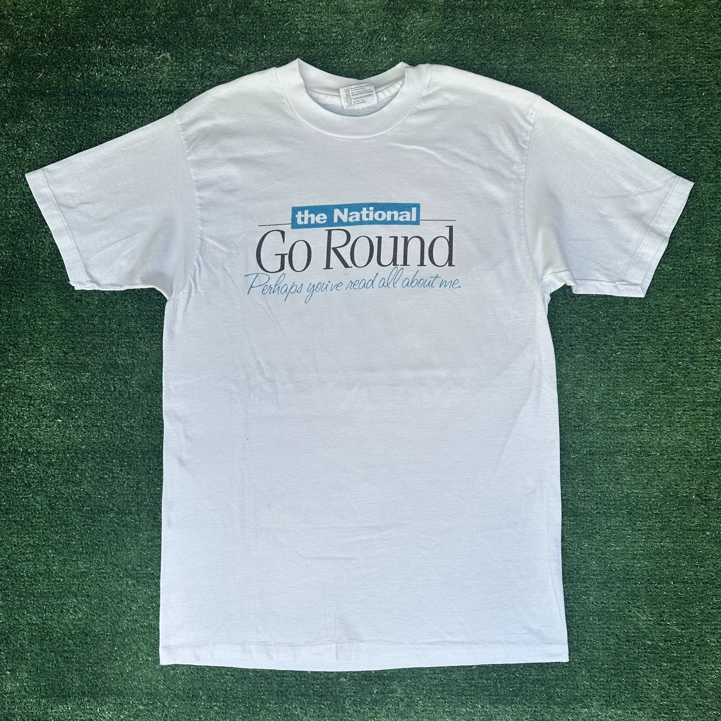 Vintage 90s The National T-Shirt Single Stitch Hanes 50/50 L White Minimal Promo