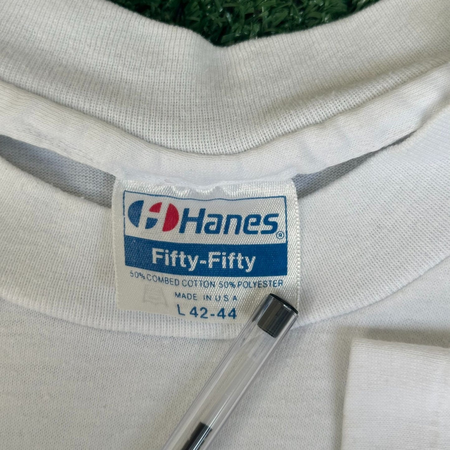 Vintage 90s The National T-Shirt Single Stitch Hanes 50/50 L White Minimal Promo