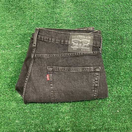 Levi's 505 Black Straight Fit Denim Jeans Pants