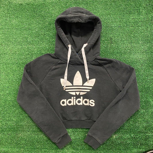 Adidas Trefoil Essential Cropped Hoodie Sweatshirt