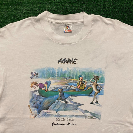 Maine Cartoon Vintage 90s Nature T-Shirt