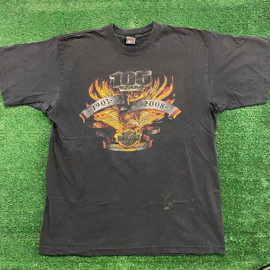 Harley Davidson Eagle Flames Vintage Punk Biker T-Shirt