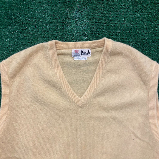 Yellow Lambs Wool Vintage 80s Knit Golf Sweater Vest