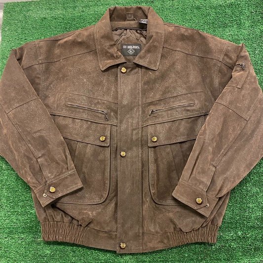 Vintage Faux Vegan Leather Bomber Jacket