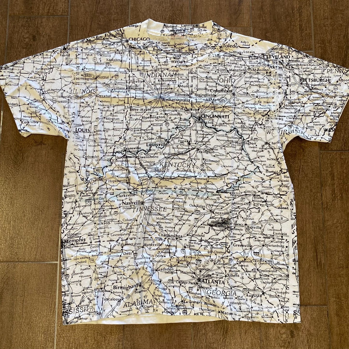Midwest Road Map Vintage T-Shirt
