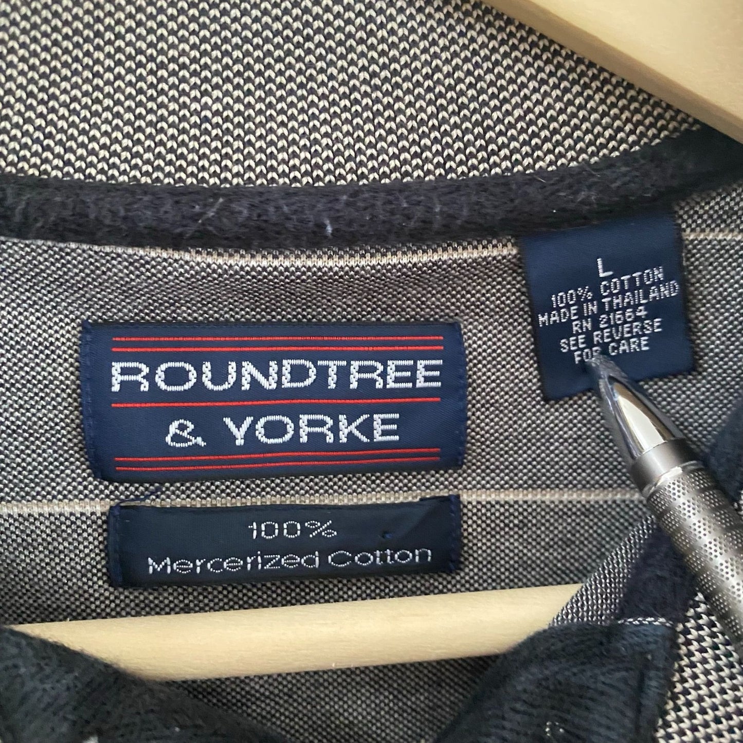 Roundtree & Yorke Grey Striped Polo Shirt
